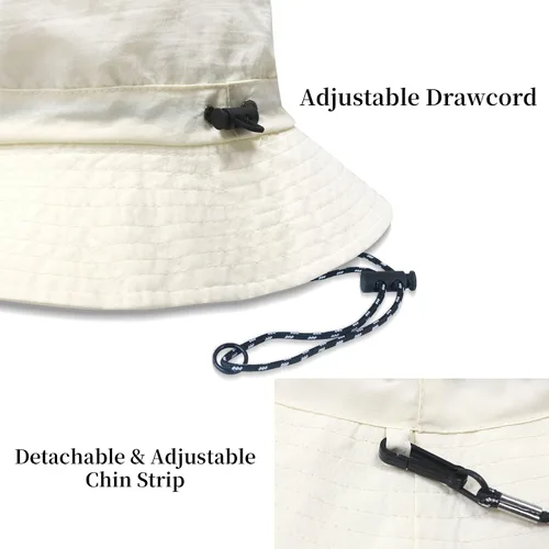 Vista 4 de NPJY Packable Sun Bucket Hat for Women Outdoor Waterproof Rain Hat Beige liso (plegable)