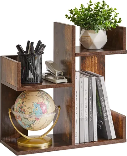Vista 8 de Aibiju Organizador de libros para escritorio, bonita organización de escritorio, estantería de árbol, estantería única para guardería, extremos