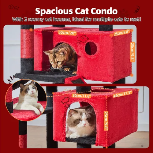 Vista 48 de Taoqimiao Árbol para gatos de 57.5 pulgadas, torre para gatos de interior para adultos, condominio extragrande para gatos, 8 postes rascadores