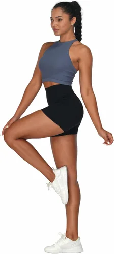 Vista 5 de Sunzel Pantalones cortos de ciclismo sin costuras frontales para mujer con bolsillos, pantalones cortos de yoga, entrenamiento, gimnasio, ciclismo