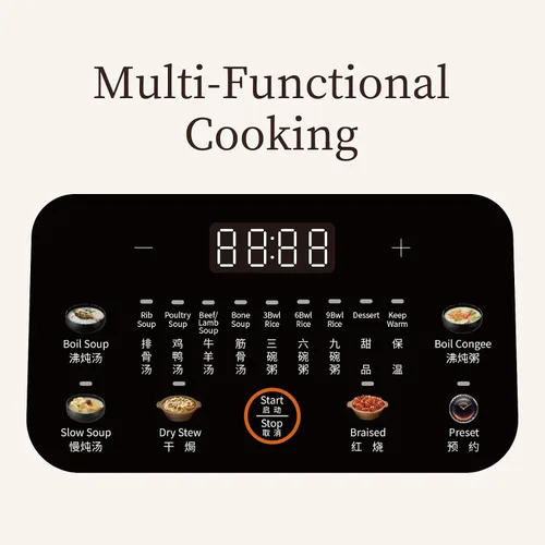 Vista 2 de Joydeem Olla eléctrica de 4 cuartos de galón, olla multifuncional de 500 W con interior de cerámica, sopa, gachas de avena, estofado, estofado