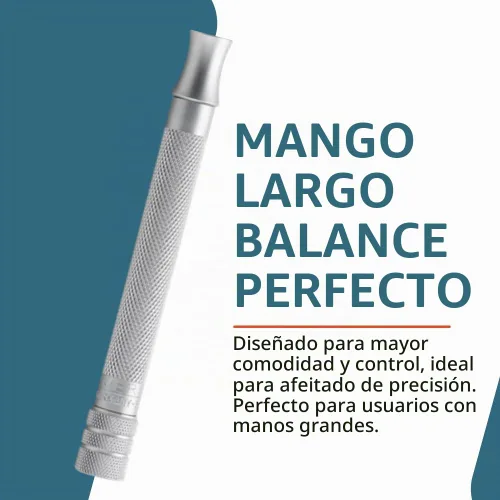 Vista 6 de MERKUR 22C - Maquinilla de afeitar de seguridad de doble filo, cromo mate, mango largo de latón moleteado, fabricado en Alemania, sin plástico