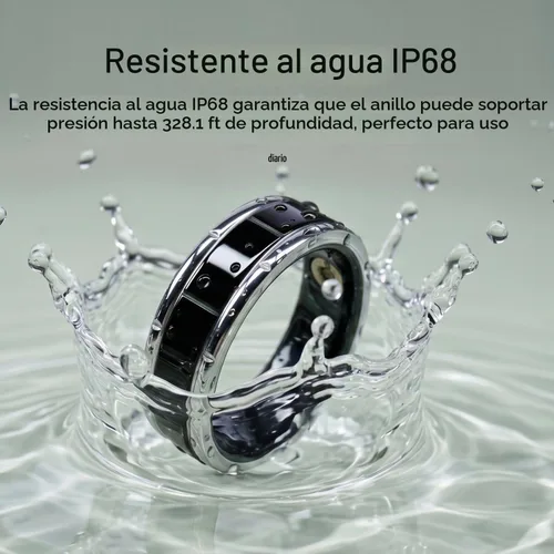 Vista 6 de Smart Ring 1.0, rastreador de actividad física para hombres/mujeres Oro mate y plata