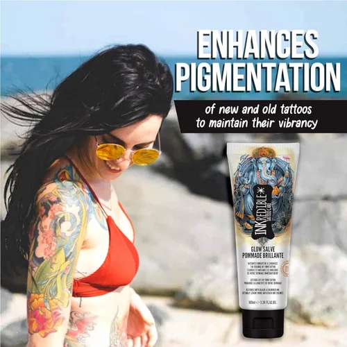 Vista 3 de INKredible Glow Salve + lociones curativas para tatuajes de cuidado posterior (paquete de 2)