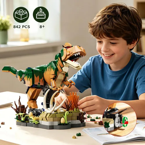 Vista 4 de INSOON Juego de construcción de dinosaurios mecánicos, juguete STEM