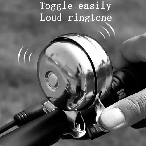 Vista 6 de Cool Chrome Rotary Metal de doble cara Clásico Vintage Bike Bell Road Mountain Triciclo Retro Bicicleta Manillar Bell Seguridad Ciclismo Anillo