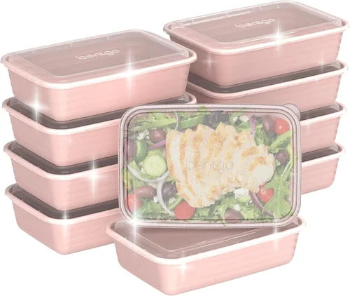 Vista 10 de Bentgo Prep - 20 piezas de contenedores reutilizables para preparación de comidas con 1 compartimento y tapas, materiales libres de PFAS y BPA