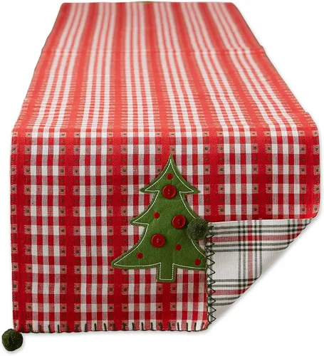 Vista 9 de DII Jolly Christmas Tree Collection - Decoración navideña de mesa y cocina, camino de mesa, 14 x 72 pulgadas, cuadros navideños