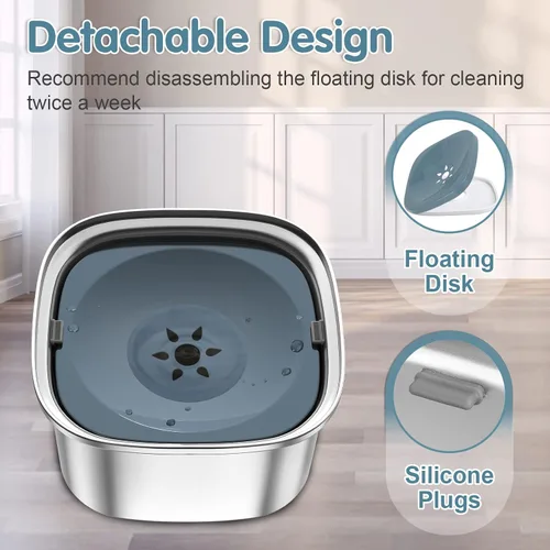 Vista 3 de UPSKY Cuenco de Agua para Perros de 3L 101oz Acero Inoxidable Sin Derrames Gran Capacidad Cuenco de Comida y Agua para Perros Alimentador de Agua