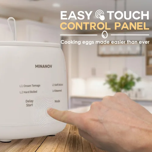 Vista 5 de Onsen Tamago - Olla eléctrica para huevos con apagado automático y alarma, máquina para hacer huevos duros, hervidos suaves, al vapor, Onsen Tamago