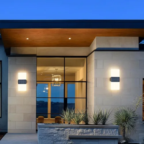 Vista 6 de Luces Solares de Pared para Exteriores, Paquete de 2 IP65 Impermeable Modernas Linternas Solares LED de Acrílico para Exteriores, Accesorios