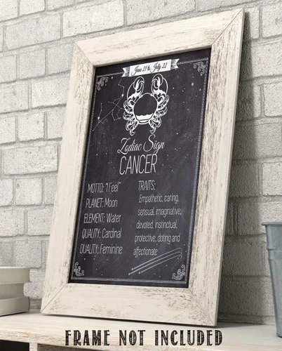 Vista 7 de Pósteres de astrología – Signo del zodiaco Cáncer, El Cangrejo – Impresión artística sin marco de 11 x 14 – Gran póster vintage del zodiaco