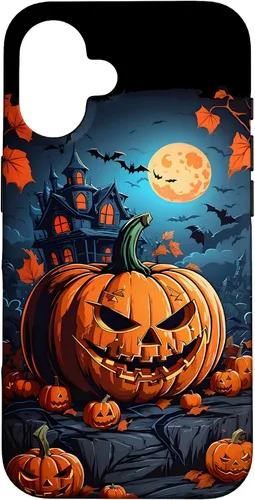 Vista 27 de iPhone 11 Pro Max - Funda para disfraz de Halloween con diseño de calabaza tallada espeluznante