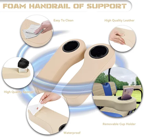 Vista 3 de XUANYUDG0769 Reposabrazos de carrito de golf con portavasos para EZGO TXT Club Car DS Precedent y Yamaha Kit de asiento trasero, marco de soporte