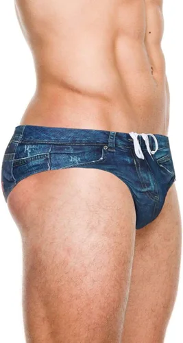Vista 2 de PJ Paul JONES - Traje de baño estampado estilo briefs para hombre con cordón en la cintura