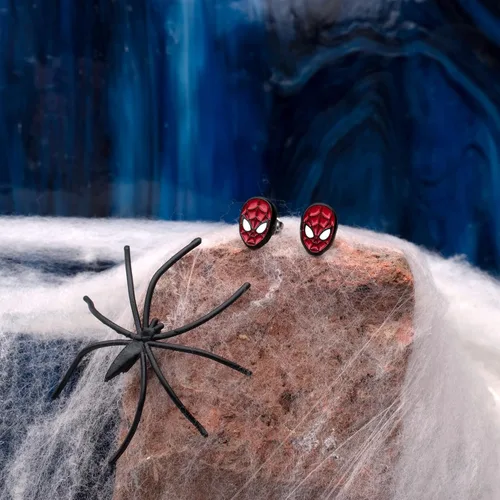 Vista 5 de Marvel Spider-Man Face Front Stud Earrings