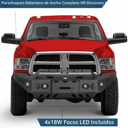 Vista 2 de u-Box Parachoques delantero para Dodge Ram 2500 3500 2010-2018, parachoques todoterreno resistente con placa de cabrestante, placa deslizante