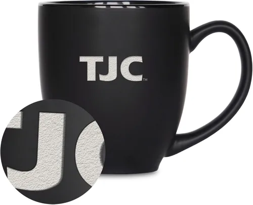 Vista 460 de Rico Industries - Taza de cerámica mate negra con grabado láser estándar de 15oz para NCAA (escuelas T & U) - Para bebidas calientes o frías
