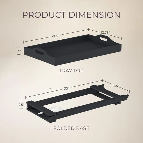 Vista 9 de Lavish Home Mesa plegable para TV con bandeja extraíble, juego de 2, color Negro