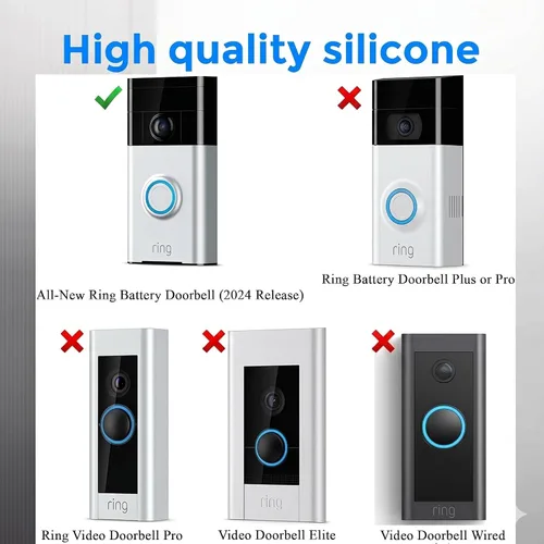 Vista 2 de Funda de anillo de silicona compatible con timbre de batería (versión 2024), funda de protección UV y deslumbrante