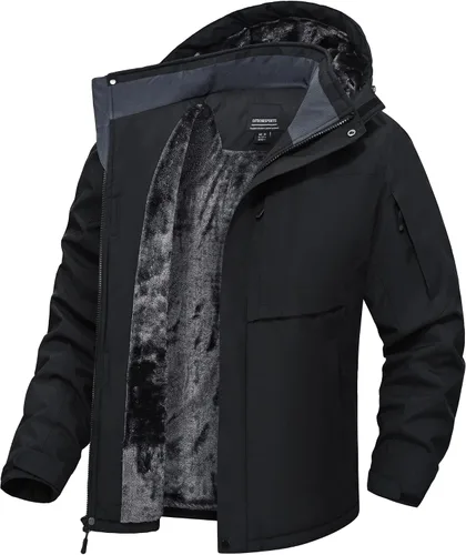 Vista 8 de Chaquetas de invierno para hombre, esquí, nieve, impermeable, forro polar, resistente al viento, 6 bolsillos