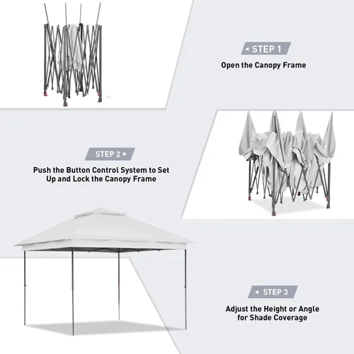 Vista 3 de GDY 11x11 ft Gazebo Tent Folding Heavy Duty Height Adjustable Sun Shelter Gazebos, White