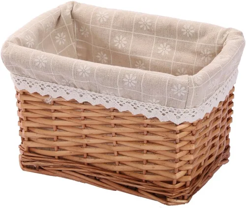 Vista 3 de KINGWILLOW Cesta de almacenamiento rectangular de mimbre y contenedores de contenedor, caja organizadora, arte y manualidades (pequeño)