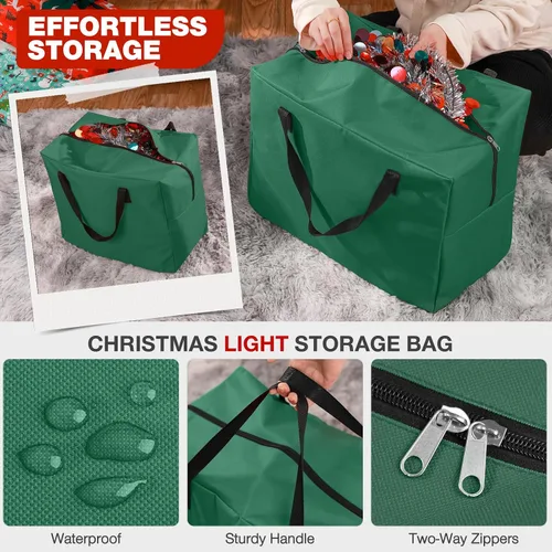 Vista 6 de Paquete de 3 bolsas de almacenamiento para árbol de Navidad, para árboles artificiales de hasta 7.5 pies, duraderas e impermeables con asas