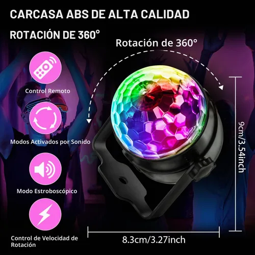 Vista 7 de Luces de fiesta de bola de discoteca para DJ, activadas por sonido, con control remoto, lámpara estroboscópica, 7 modos, luz de escenario
