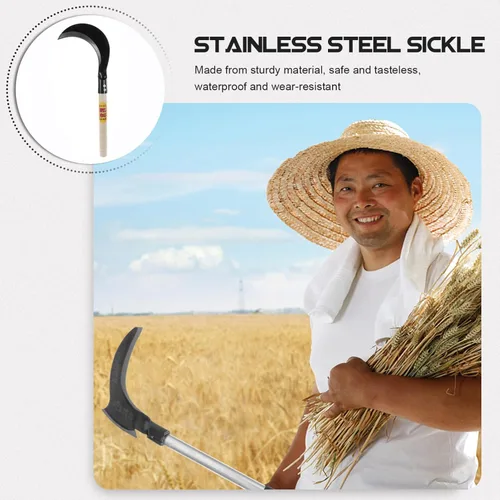 Vista 7 de GANAZONO Cuchillo de deshierbe agrícola manual para hoces de hierba para jardinería, herramienta de corte resistente, mango cómodo, estilo aleatorio