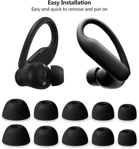 Vista 4 de 10 Pairs Replacement Ear Tips for Beats Powerbeats Pro 2 2024&Cleaning Pen Negro