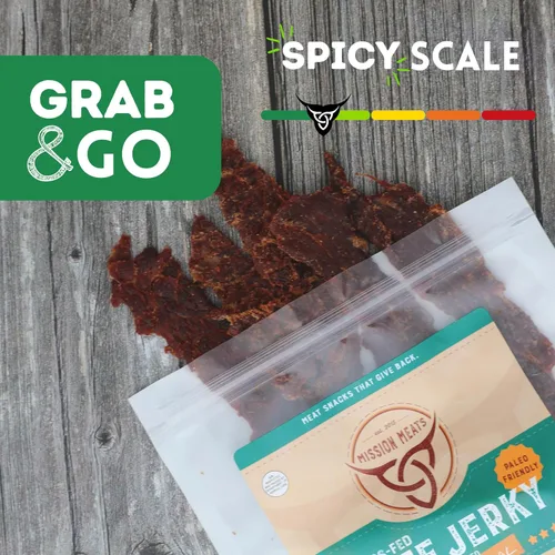 Vista 6 de Delicioso charqui de tocineta real sin curar, charqui hecho a mano en pequeños lotes, Kickin' Sriracha, MSG, libre de nitratos y nitritos