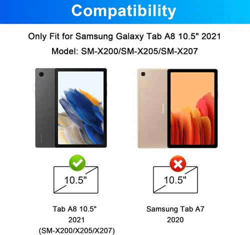 Vista 2 de LAMA Funda con teclado retroiluminado de 7 colores con mouse para Samsung Galaxy Tab A8 de 10.5 pulgadas, funda de teclado inalámbrico con soporte