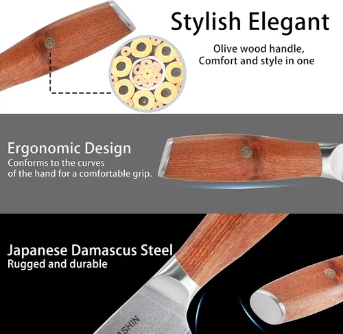 Vista 47 de Cuchillo de chef de 6 pulgadas, cuchillos de cocina, deshuesado de acero inoxidable alemán de alto carbono, cuchillo profesional para carne, aves