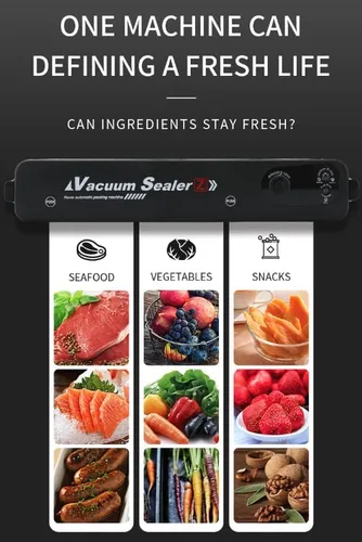 Vista 8 de Sellador al vacío - Máquina selladora al vacío para cocina con bolsas selladoras al vacío para alimentos, sellador al vacío para alimentos secos