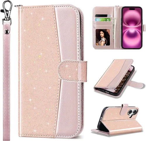 Vista 44 de ULAK Funda tipo billetera compatible con iPhone 15 para mujeres, funda tipo cartera con estampado floral de piel PU premium con porta tarjetas