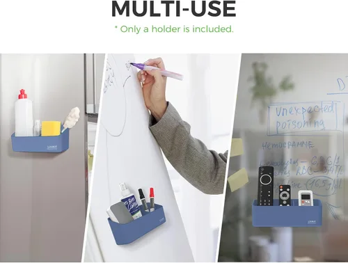 Vista 7 de loukin Paquete de accesorios para pizarra blanca Soporte magnético y adhesivo para marcadores, paquete de 2 unidades pequeñas y grandes (azul)