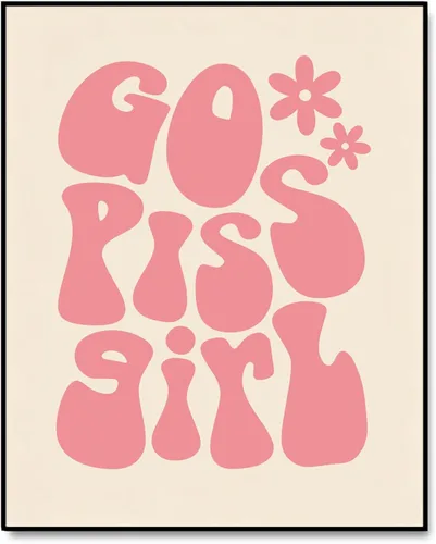 Vista 9 de Go Piss Girl Arte de Pared Trendy Arte de Pared Divertido Idea de Regalo Lindo Decoración de Apartamento Impresión de Baño Rosa Decoración