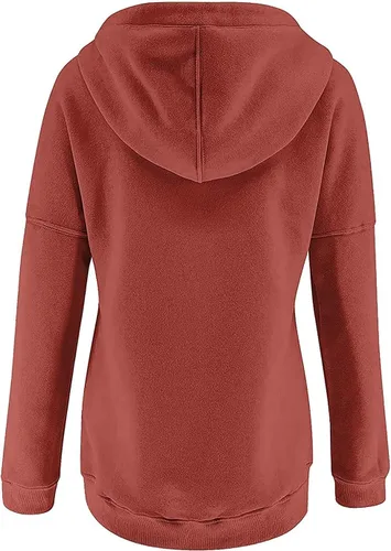 Vista 77 de Sudaderas con capucha para mujer, con cuello de botón, sin botones, con cordón, manga larga, lindas, ropa para adolescentes y niñas
