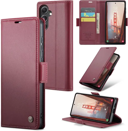 Vista 18 de Funda tipo cartera compatible con Samsung Galaxy S23, de piel sintética, con función atril y tarjetero para Galaxy S23 5G de 6.1 pulgadas (negro)