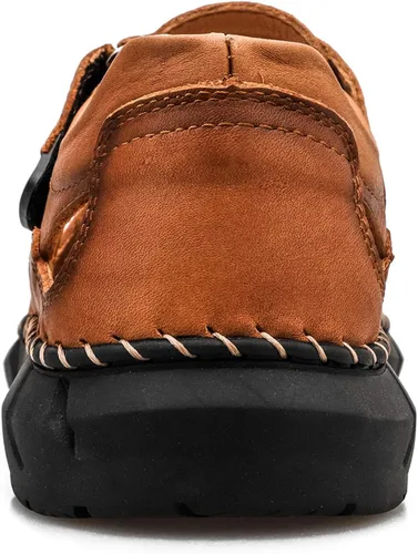 Vista 3 de Honeystore Sandalias huecas con puntera cerrada para hombre, talla grande, zapatos de cuero casuales