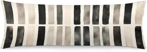 Vista 8 de Funda de almohada moderna con diseño de acuarela de rayas blancas y negras, 20 x 54 pulgadas, diseño moderno de rayas verticales, funda de almohada