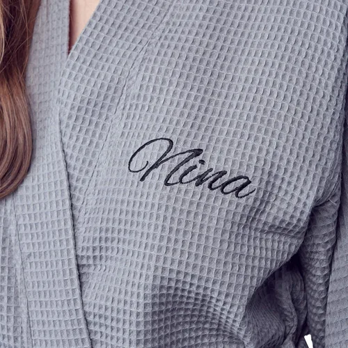 Vista 7 de Lotus Linen Womens Lightweight Waffle Spa Robes Soft Cotton Knee Length Bathrobe, Personalized Bridesmaids Robe