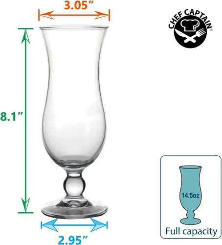 Vista 2 de Chefcaptain Hurricane - Vasos de cóctel de 14.5 onzas, 4 unidades, transparente