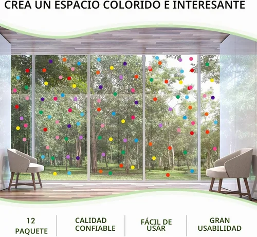 Vista 5 de Zonon - 240 calcomanías de pared de lunares de colores de 2 pulgadas, color Color sólido
