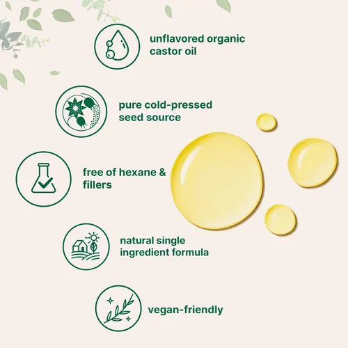 Vista 2 de Micro Ingredients Aceite de ricino orgánico prensado en frío, 32 onzas líquidas, 100% puro, sin refinar y sin hexano, aceite portador orgánico