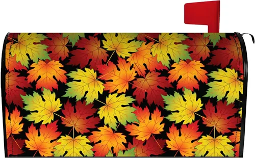 Vista 11 de Funda para buzón de otoño de 21 x 18 pulgadas, fundas para buzón de texto "Hello Fall", diseño de otoño de cosecha de Acción de Gracias, magnéticas