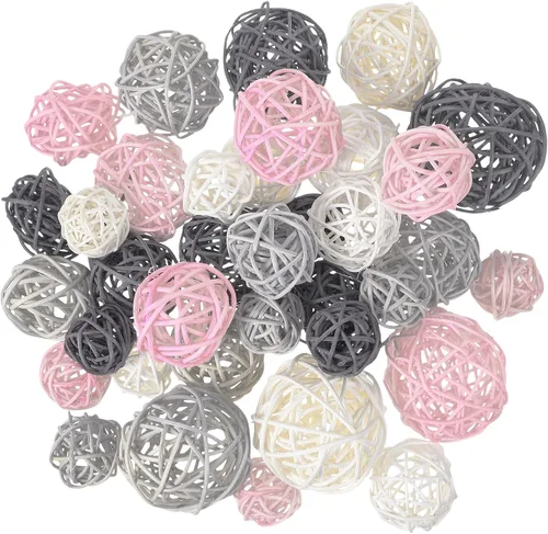 Vista 12 de Patelai 36 Piezas Bolas de Mimbre de Ratán Bolas Decorativas para Jarrón Centro de Mesa Cuencos Esferas de Relleno para Decoración del Hogar, 4 Boho
