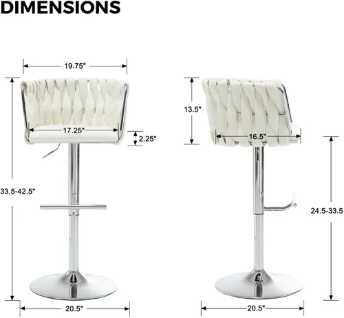 Vista 3 de DUOMAY Juego de 4 taburetes de bar giratorios modernos, de tela sintética, altura ajustable, con respaldo de barril para isla de cocina, silla