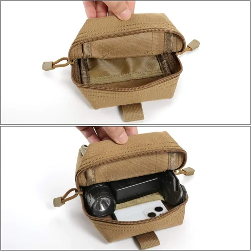 Vista 4 de FRTKK Paquete de 2 bolsas Molle – Bolsa táctica compacta resistente al agua EDC bolsa pequeña de utilidad
